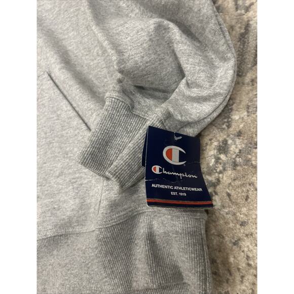 NWT CHAMPION Sz Large Grey Cotton Blend Jersey Men's Sweatshirt Hoodie Pullover - Picture 3 of 5